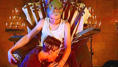 Blonde with huge boobs and brunette